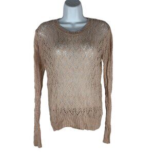 Lauren Conrad Womens XS Lace Knit Sweater Beige 75% Acrylic & 25% Nylon